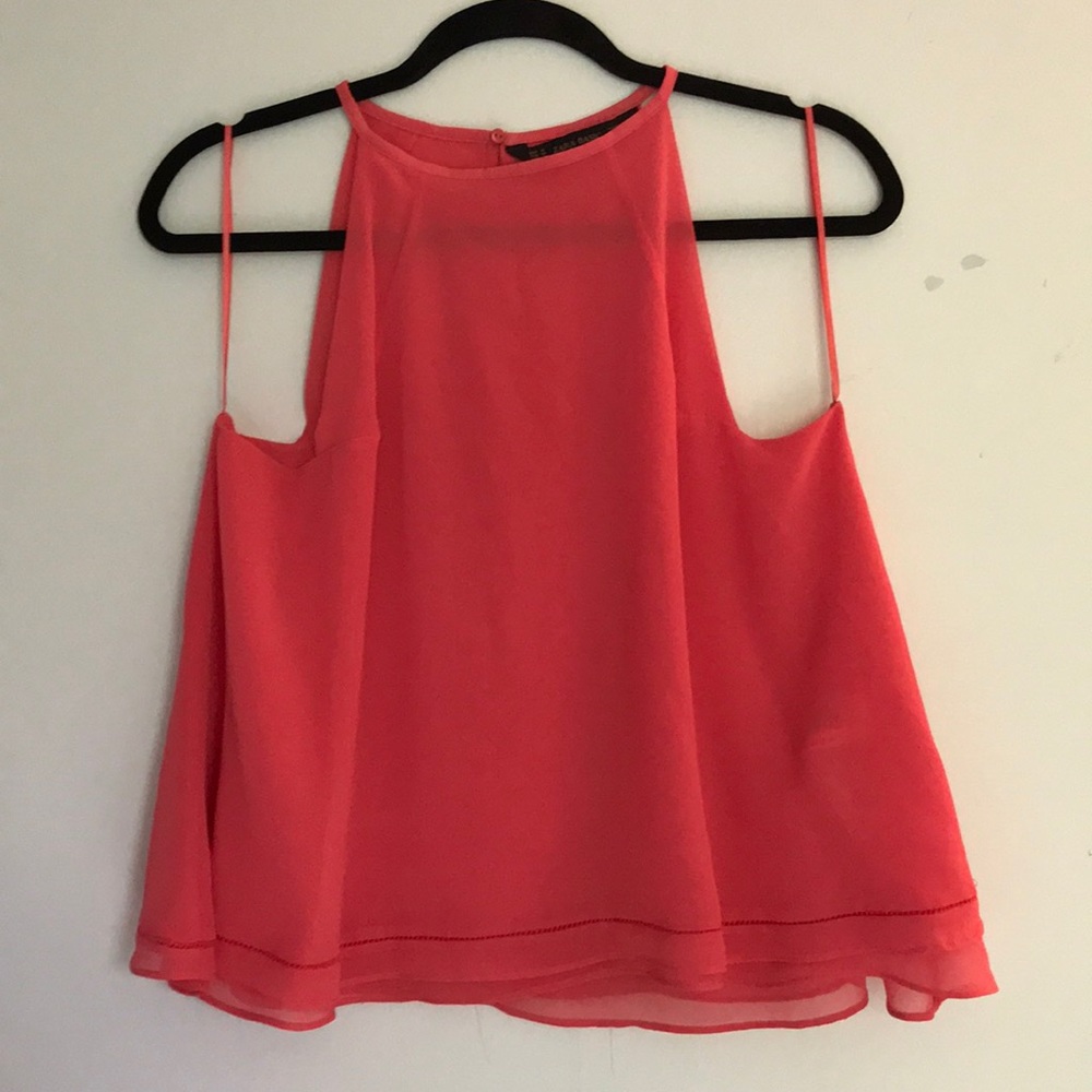 Zara Coral High Neck Double Layer Tank